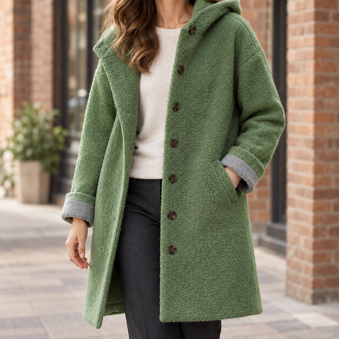 Anouk-Jane Hooded Coat - Green