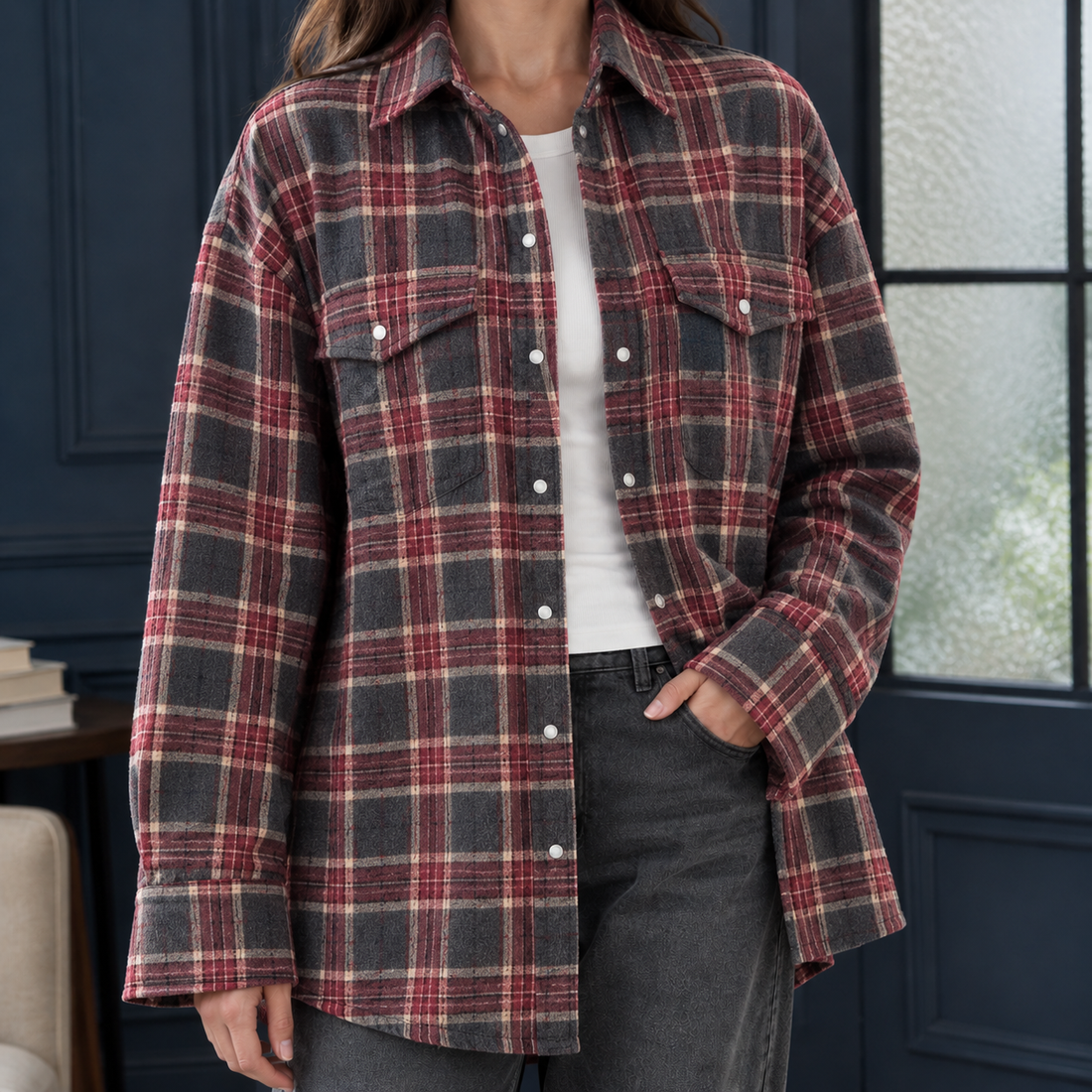 Megan-Faye Oversized Shirt - Red
