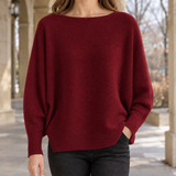 Cordelia-Faye Off Shoulder Sweater - Wine Red