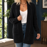 Caitlin Cable Knit Cardigan - Black