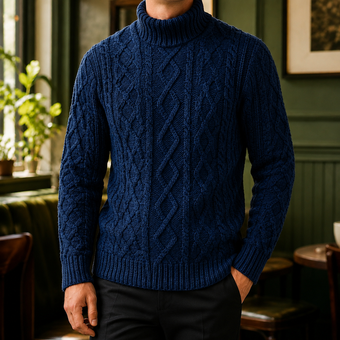 Yannick Cable Knit Sweater - Dark Blue