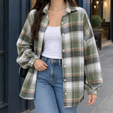 Raven-Claire Plaid Overshirt - Green