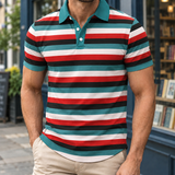 Harris Striped Polo - Red Teal Black White