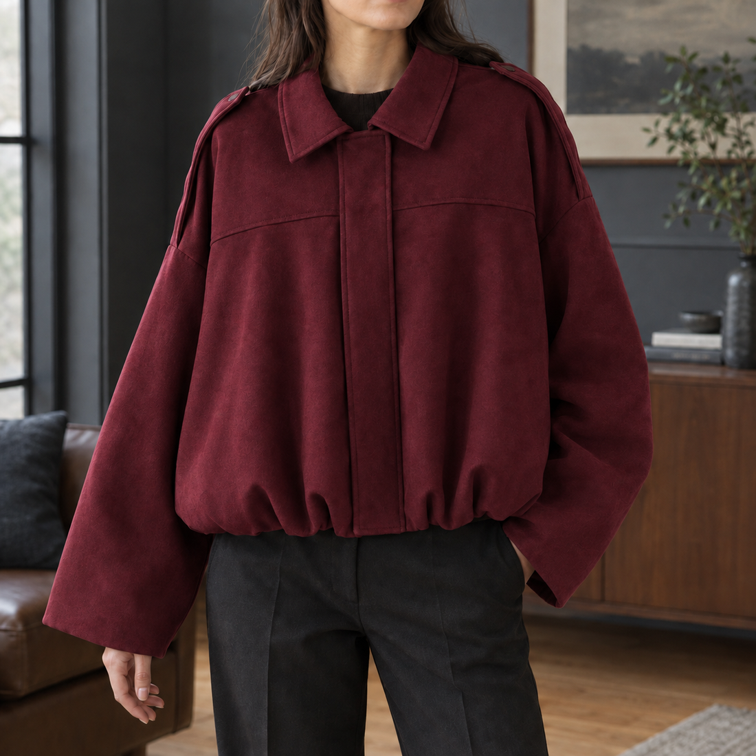 Salome Cashmere Bomber Jacket - Red