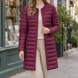 Annabeth Quilted Overcoat - Wine Red