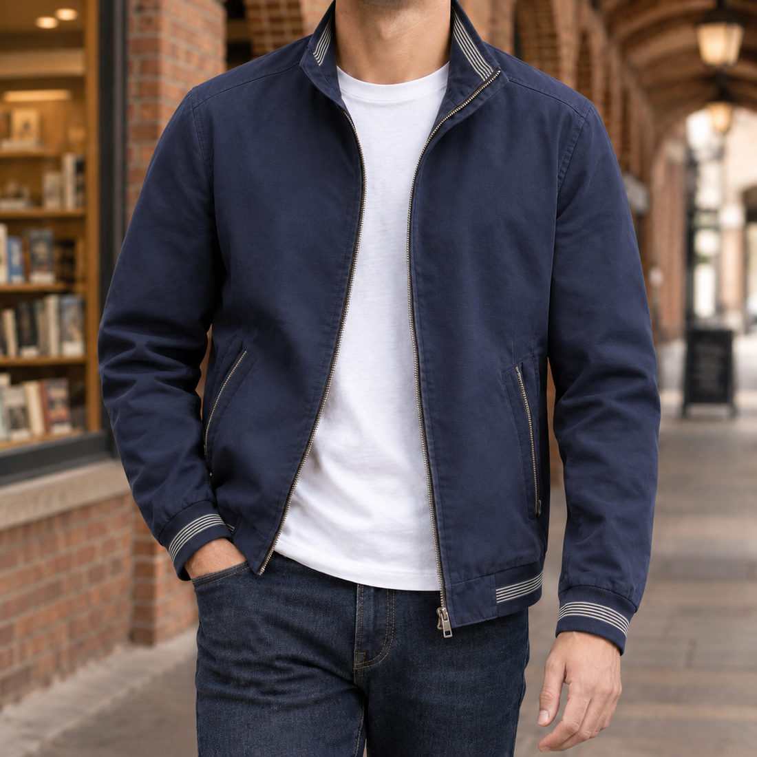 Gilles Stand Collar Jacket - Thin Blue