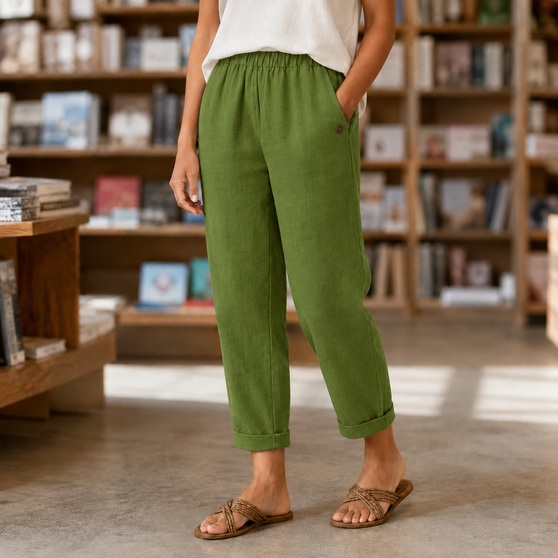 Alba-Faye Relaxed Pants - Olive Green