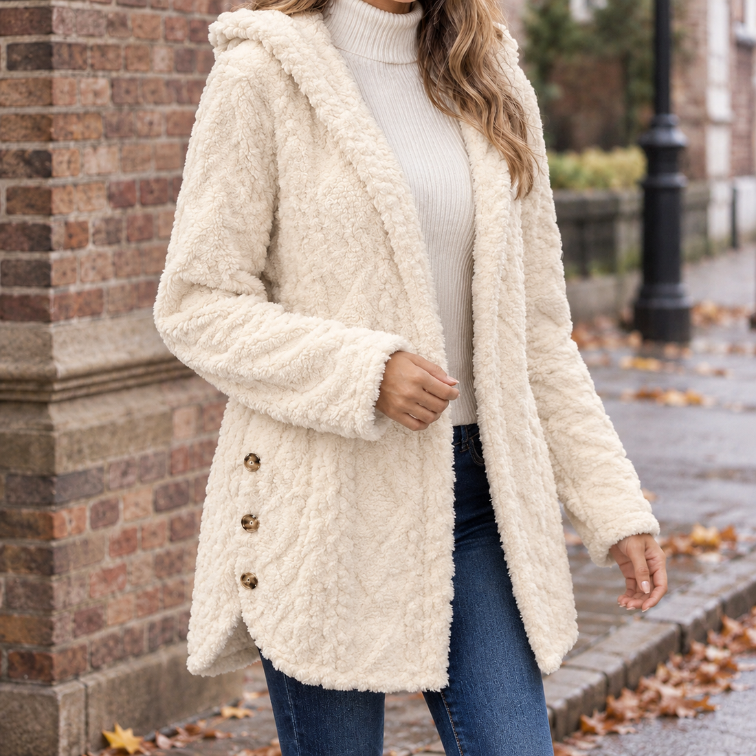 Grace-Jane Hooded Fleece Jacket - White