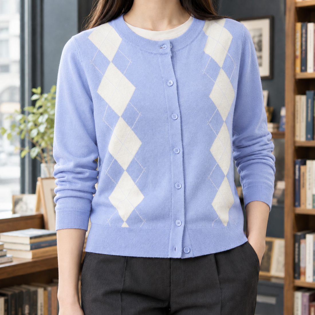 Madeleine-Louise Argyle Cardigan - Light Blue