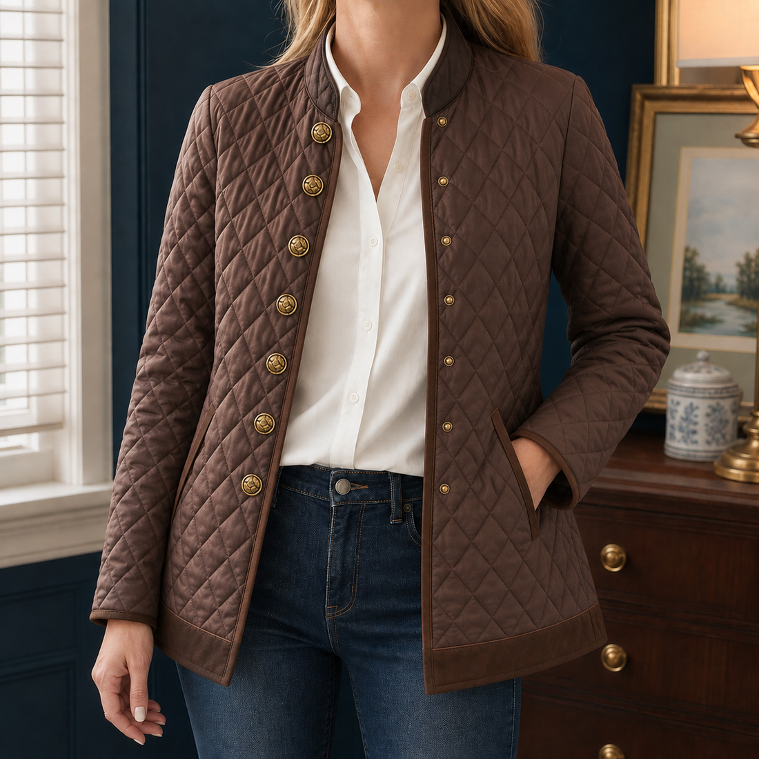 Lavinia-Rose Quilted Jacket - Coffee Brown