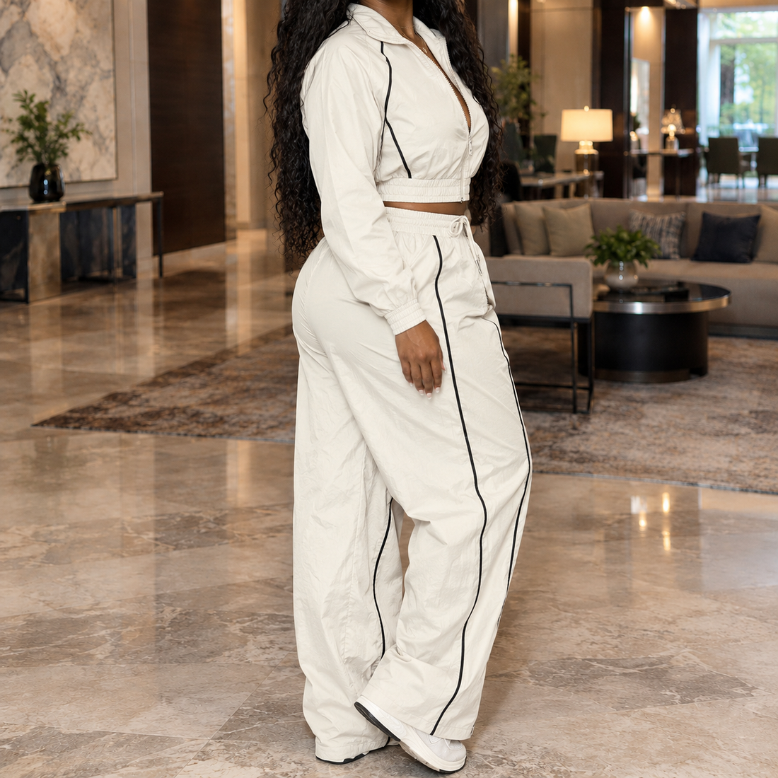 Lucille-Jane Piped Set - Off White