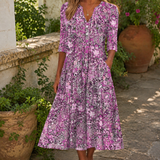 Rhea Floral Maxi Dress - Rose Red