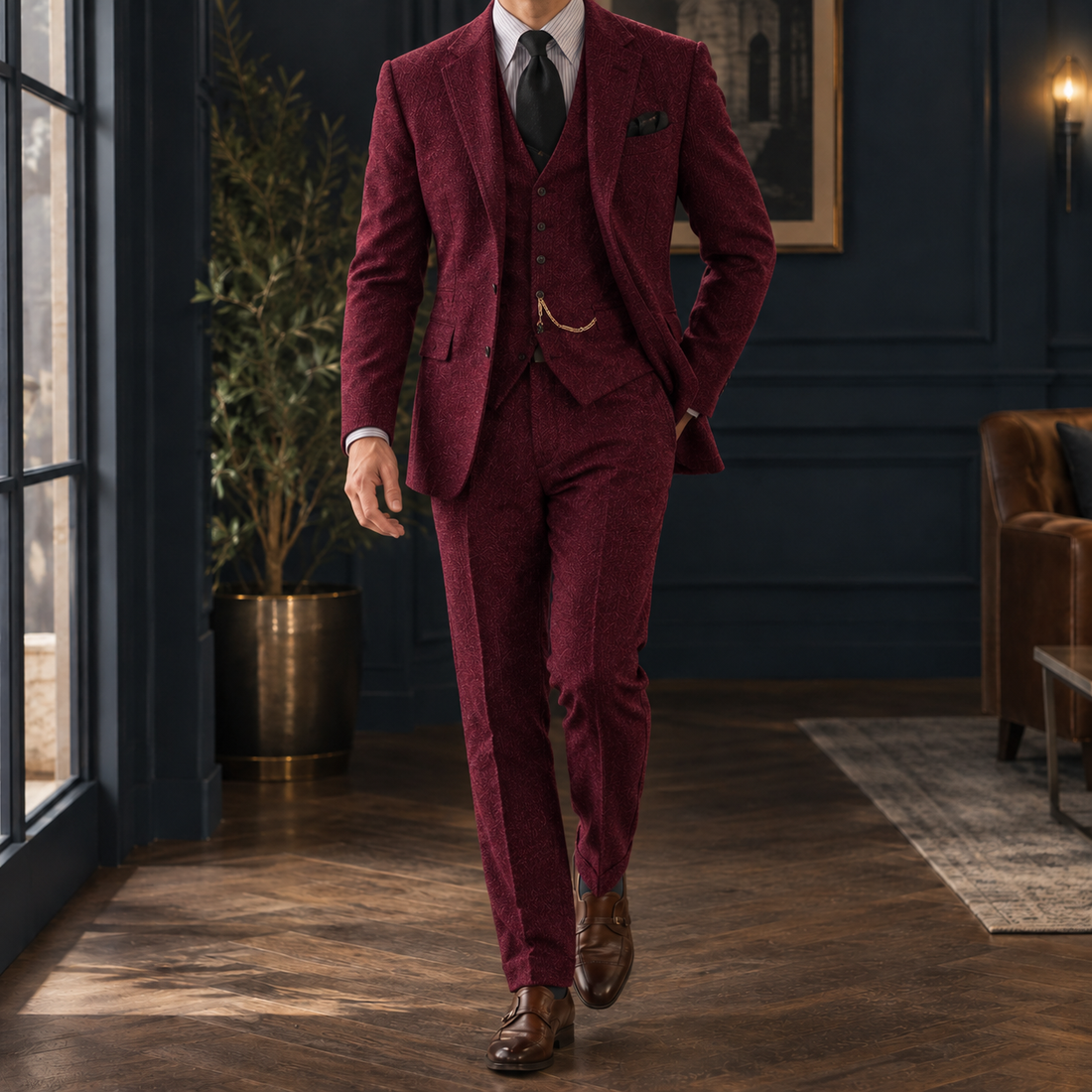 Cameron-West Tailored Suit - Burgundy