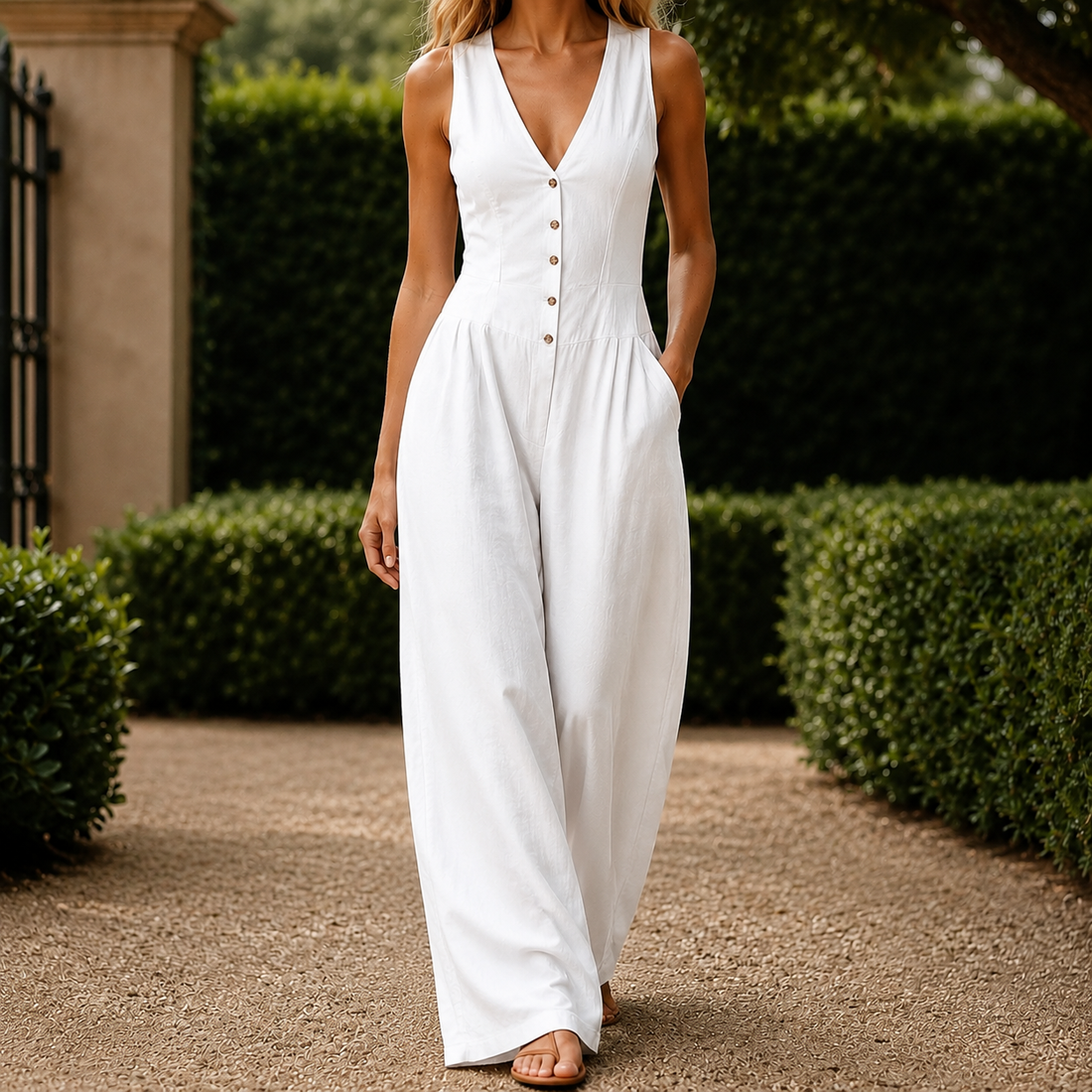 Esme Wide Leg Jumpsuit - White
