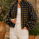 Cleo Check Fleece Jacket - Navy Check
