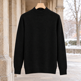 Pierrick-Wade Mock Neck Sweater - Black Semi-high Collar