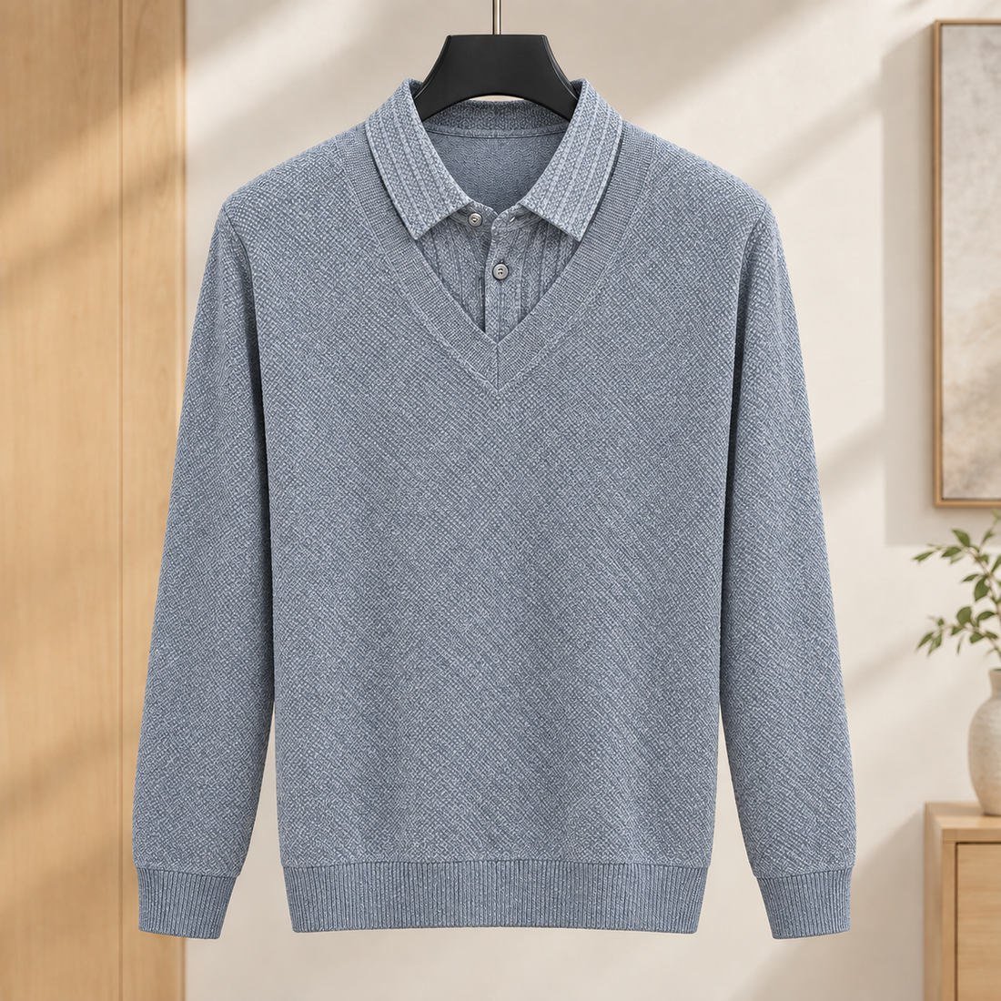 Patrick Textured Sweater - Blue Gray
