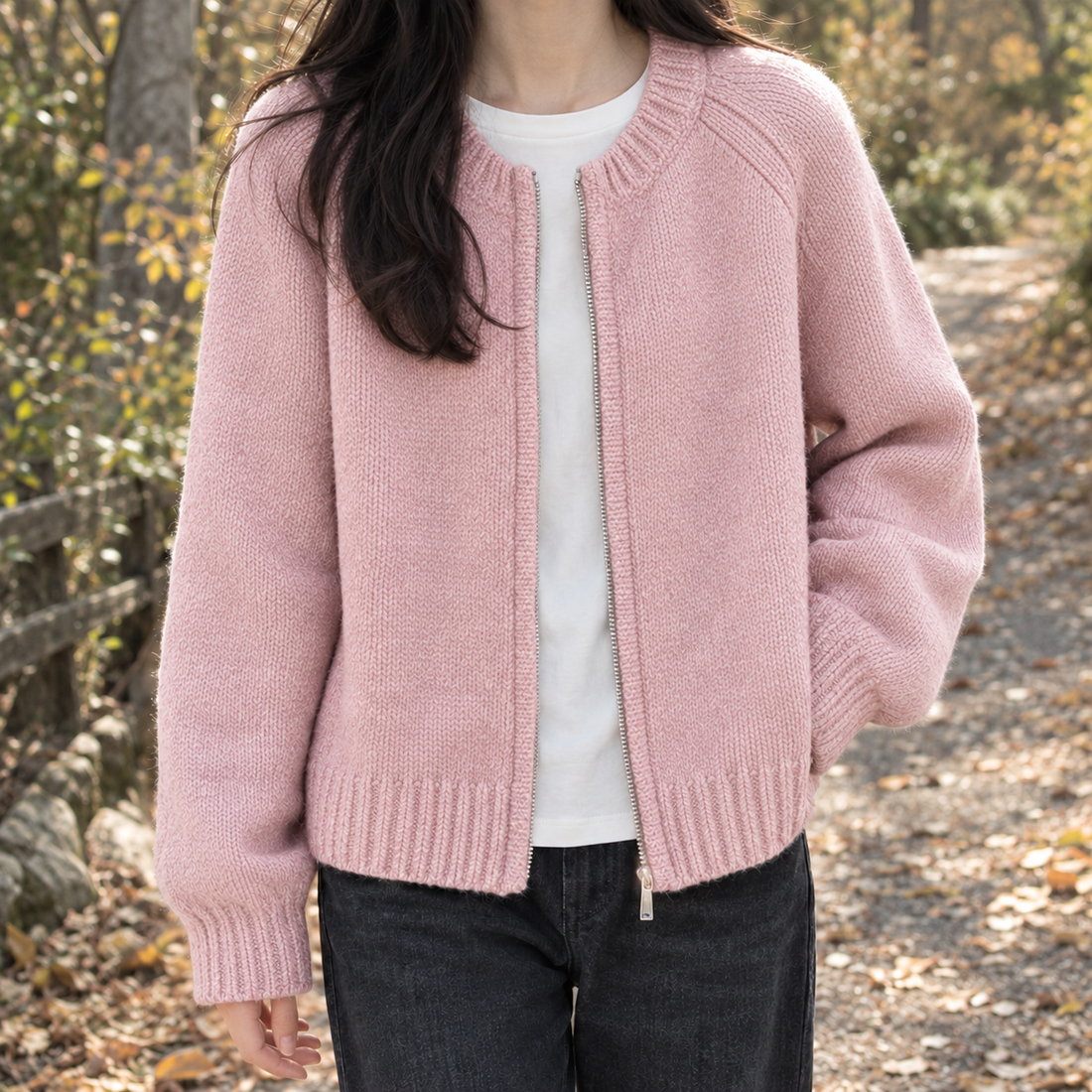 Nora-Skye Zip Cardigan - Pink