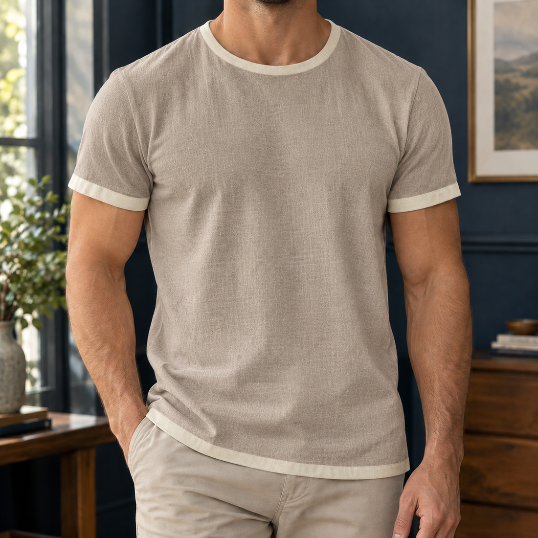 Stellan Contrast T-Shirt - Khaki