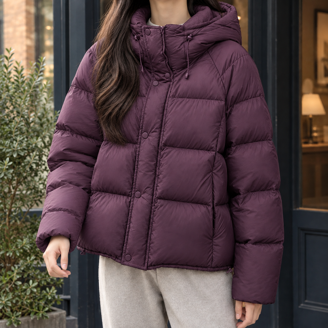 Demelza Hooded Puffer Jacket - Purple