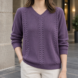 Briony-Pearl V Neck Sweater - Purple