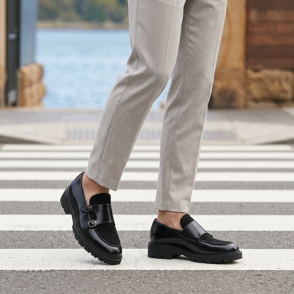 Santoro Monk Strap Shoes - Black
