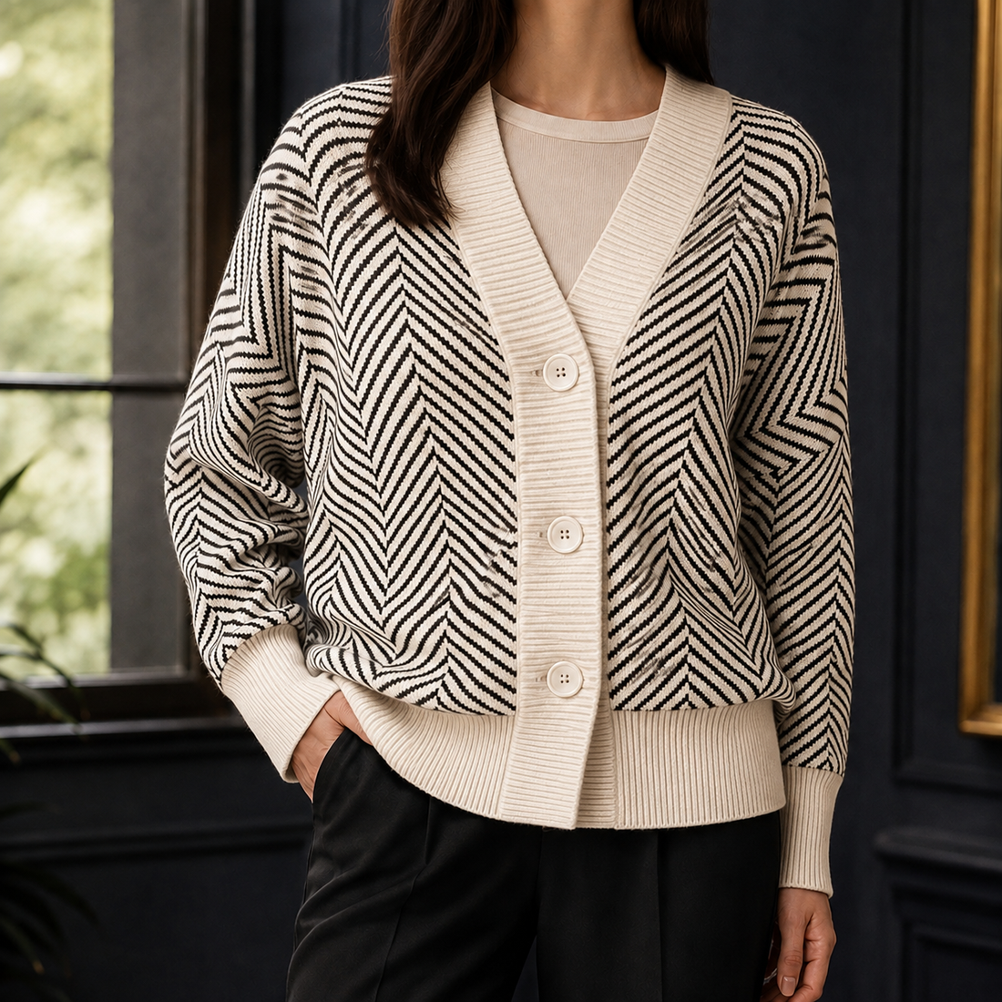Nina-Hope Chevron Sweater - Baidi