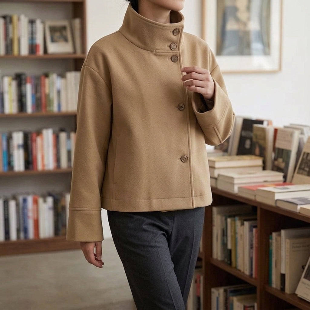 Sofia Stand Collar Jacket - Dark Khaki