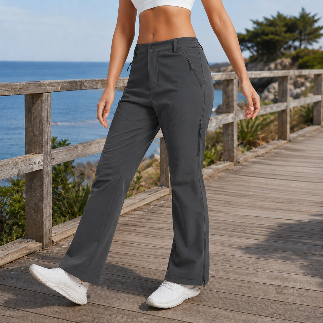 Meredith-Belle Flared Pants - Dark Gray