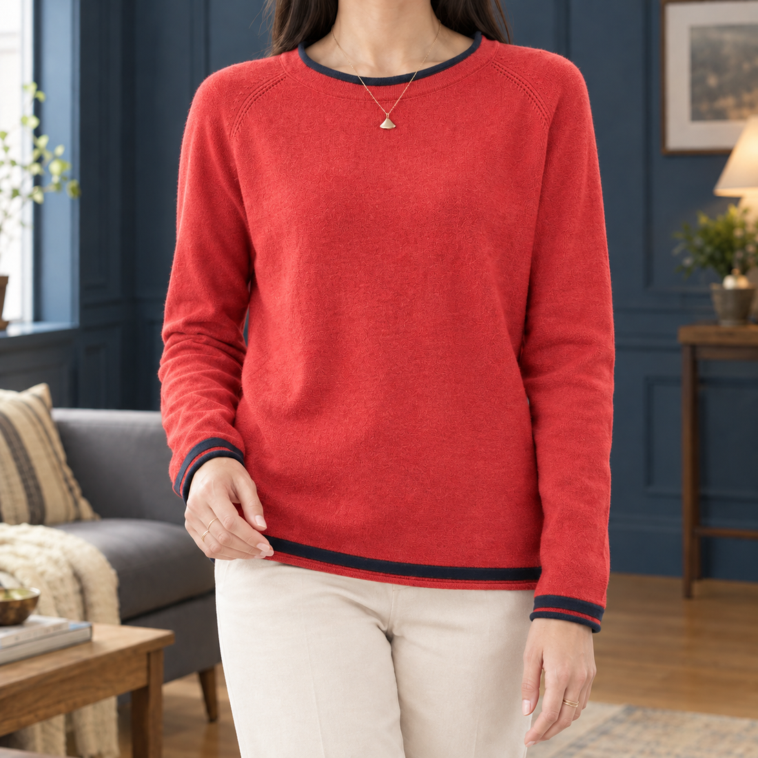 Alouette-Grace Crew Neck Sweater - Red