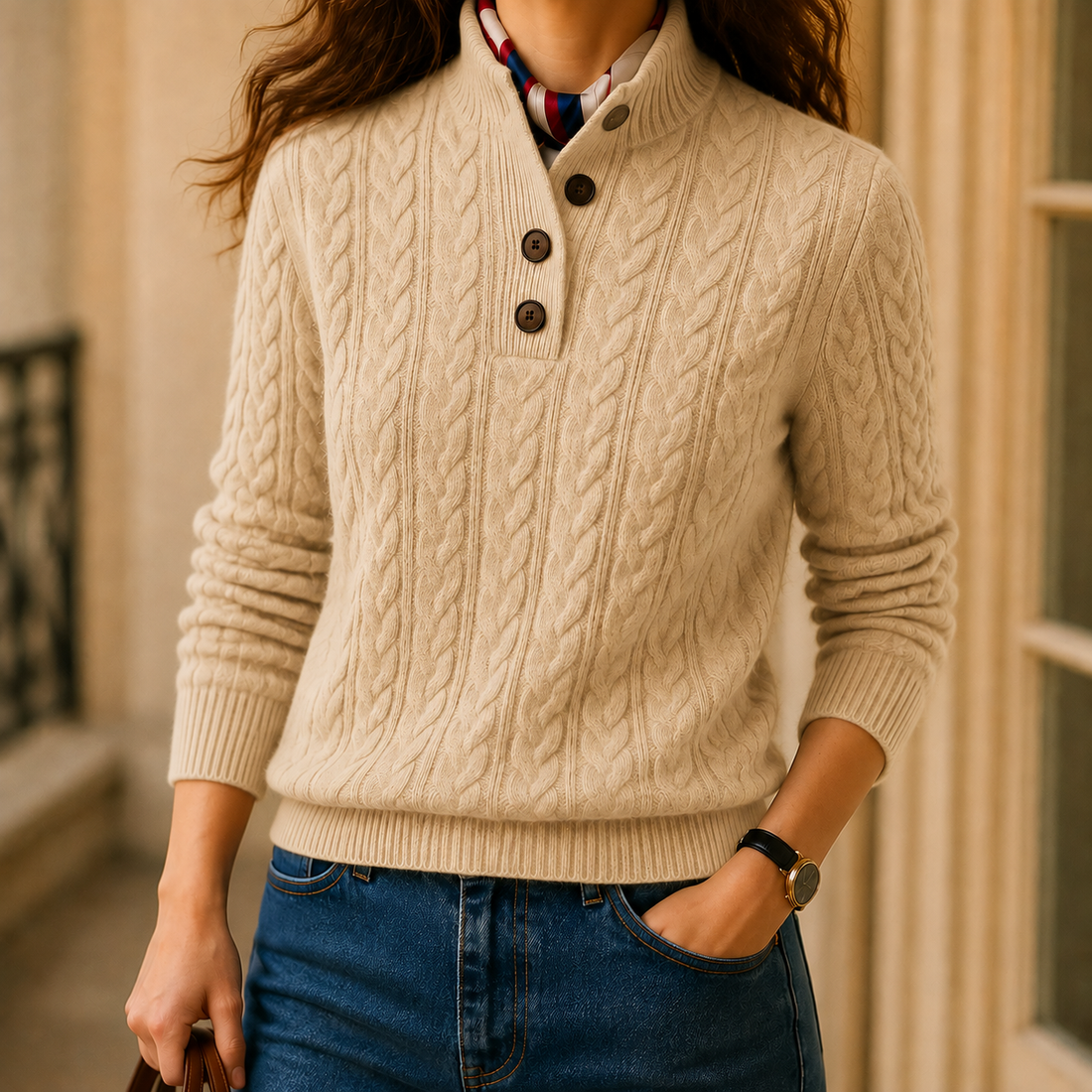 Fleur Cashmere Sweater - Khaki