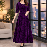 Kelsey Flared Maxi Dress - Purple