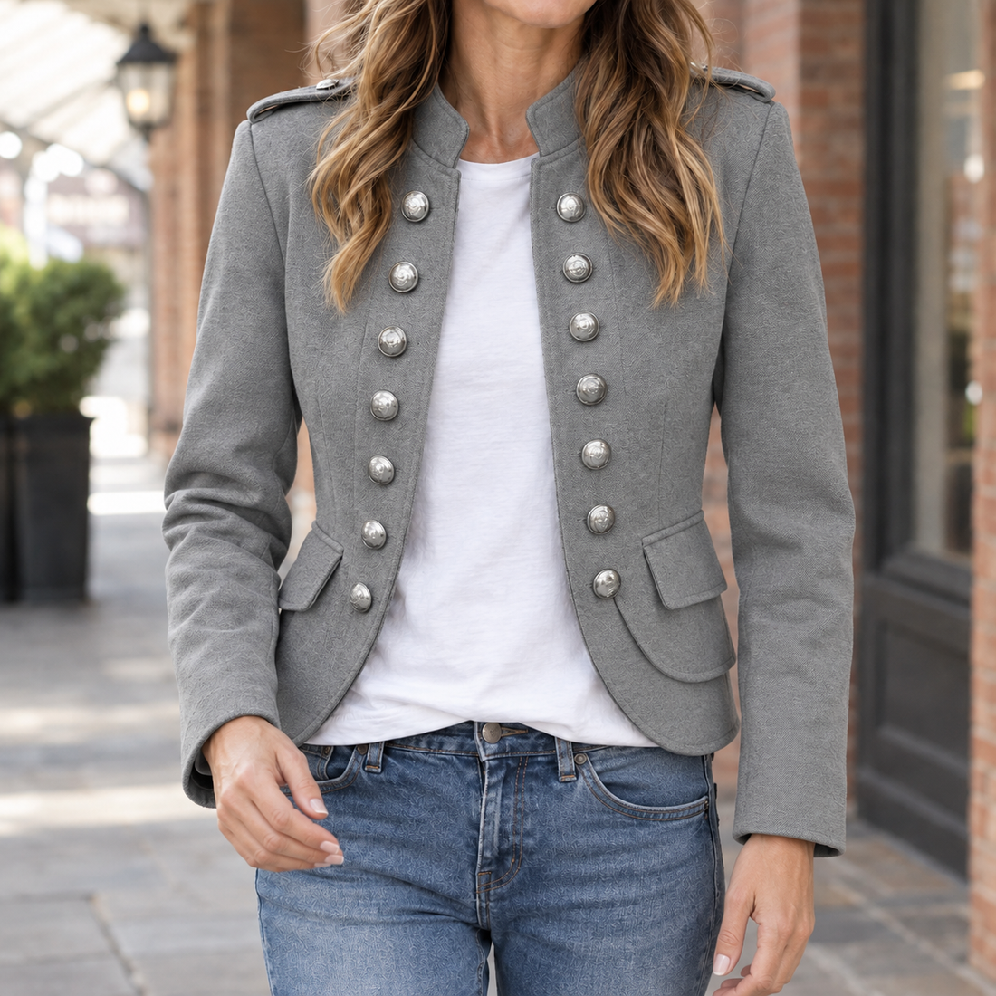 Ariadne-Lane Military Jacket - Gray