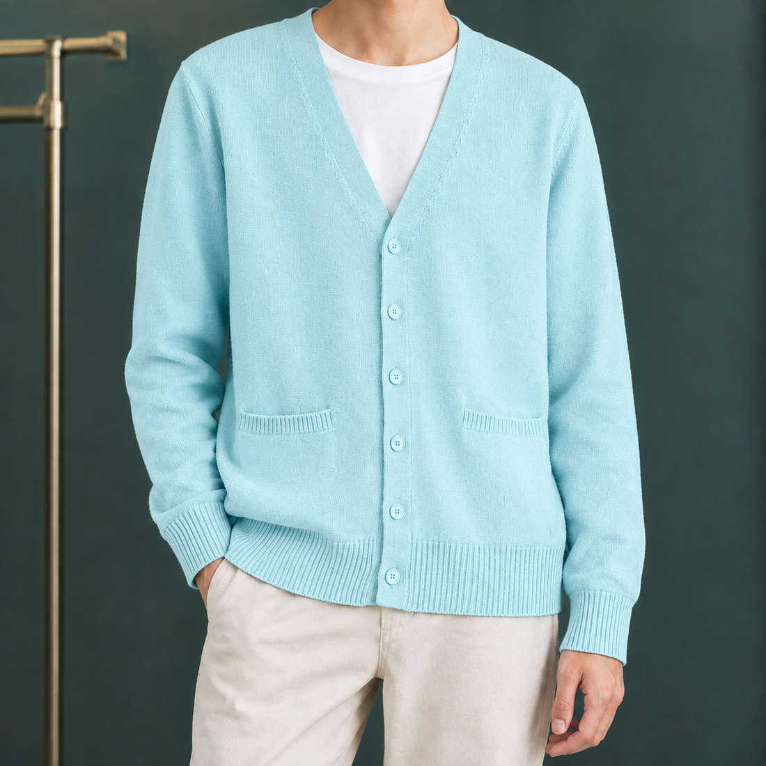 Junia-Kate V-Neck Cardigan - Aqua
