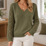 Ethan Openwork Sweater - Olive