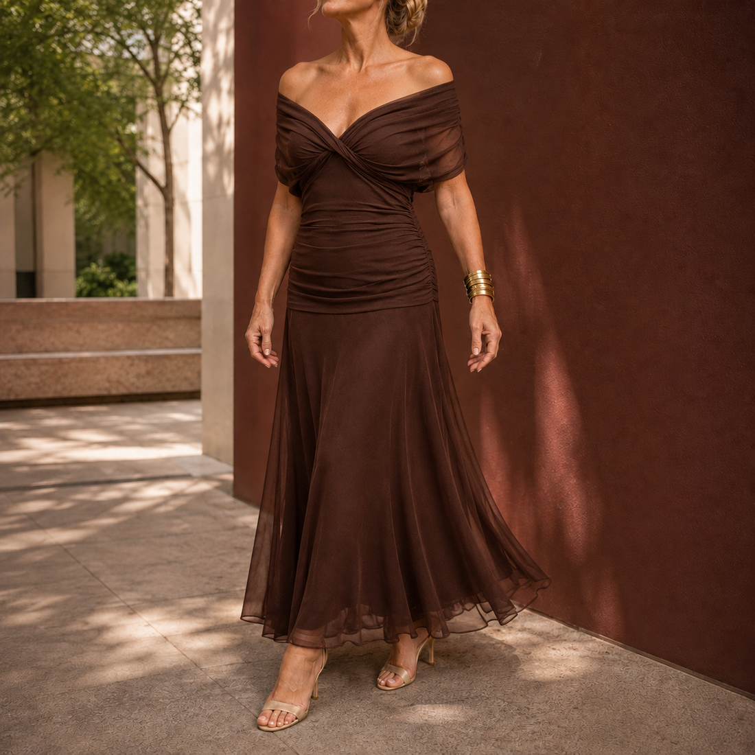 Lydia-Hope Wrap Maxi Dress - Brown