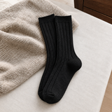 Alina-Marie Ribbed Cashmere Socks - Black