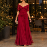 Colette-Louise Draped Maxi Dress - Red