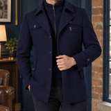 Rory Layered Collar Coat - Deep Navy Blue