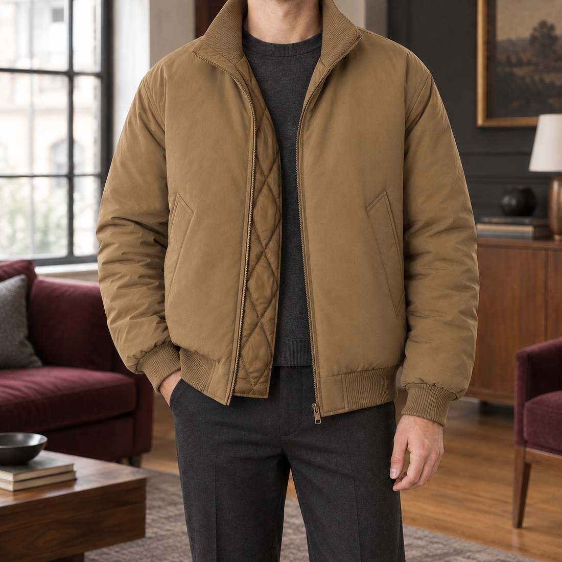 Torquil Bomber Jacket - Camel