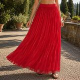 Grace Flowy Maxi Skirt - Red