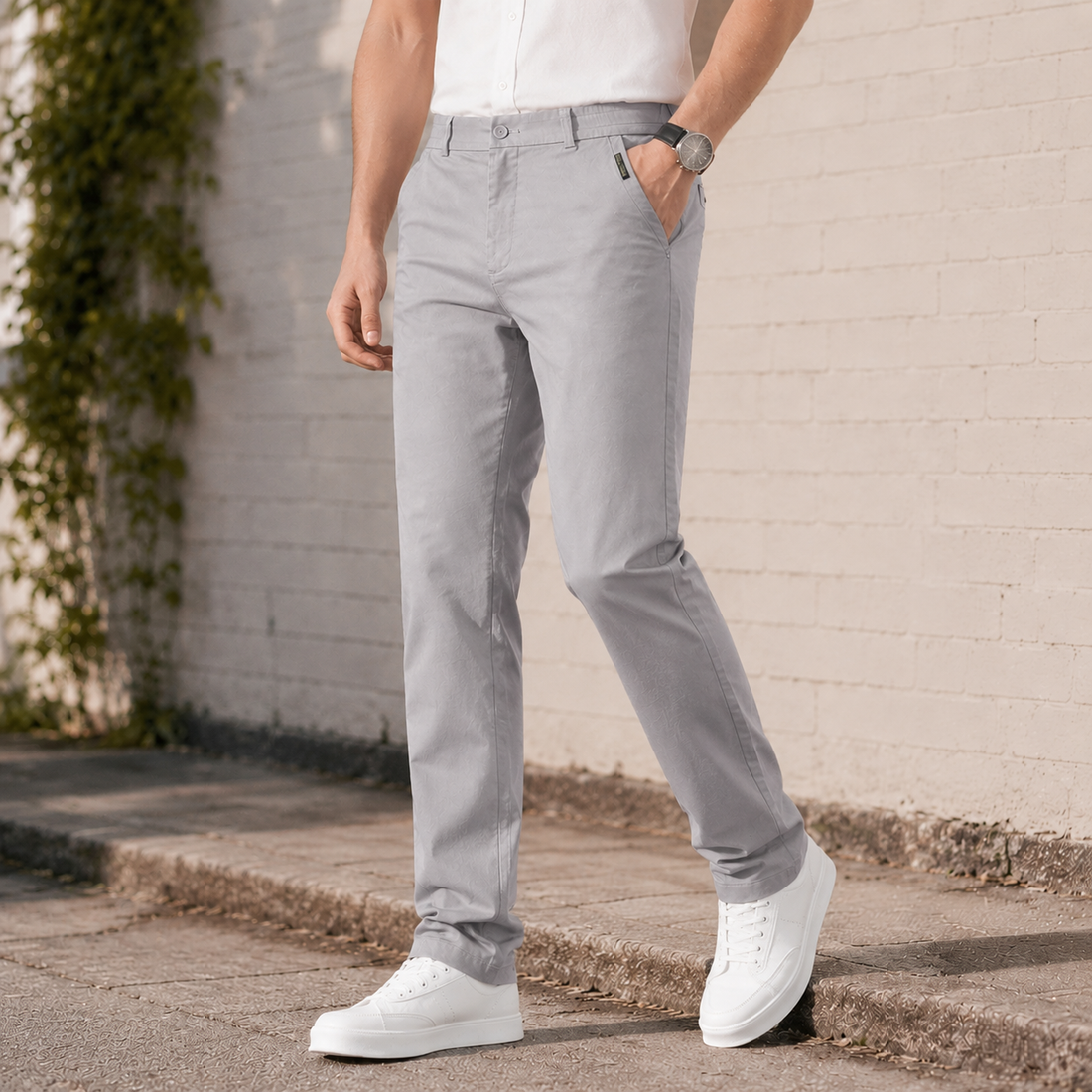 Xavier Straight Pants - Light Gray