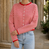 Colette-Kate Striped Sweater - Red