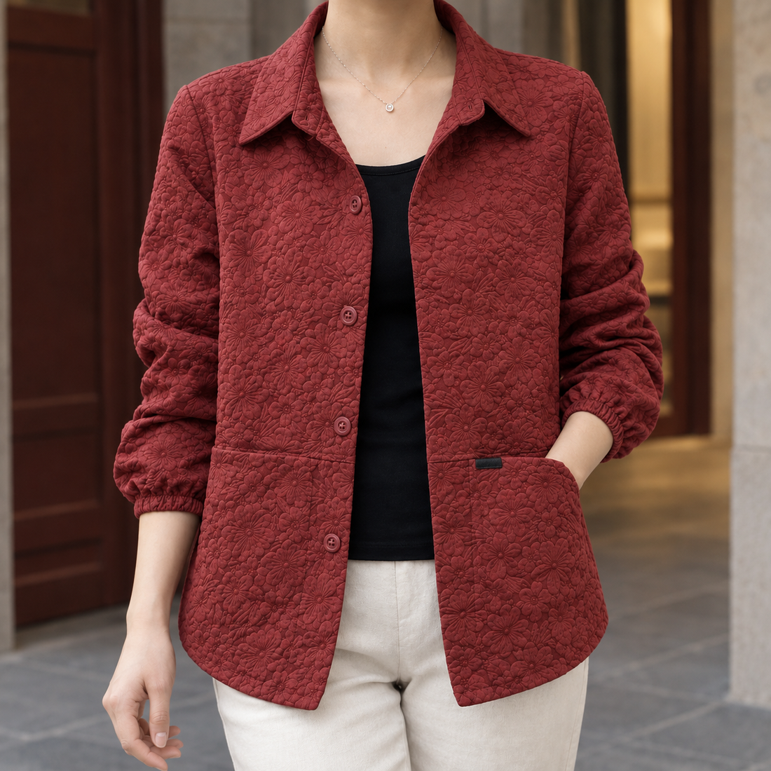 Elettra-June Quilted Jacket - Angola Red