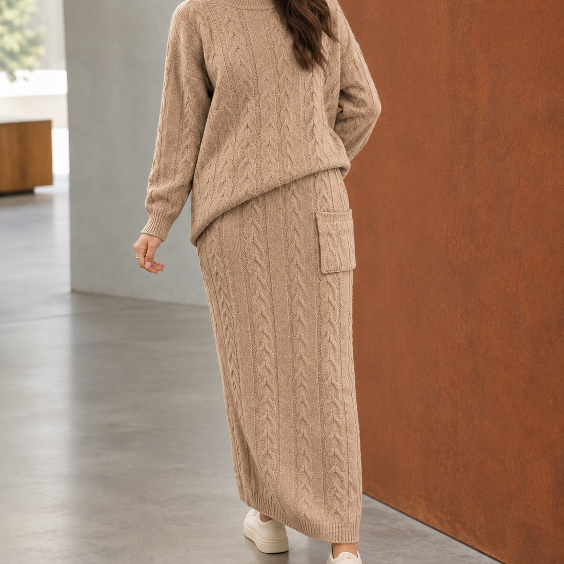 Selma Relaxed Knit Set - Khaki