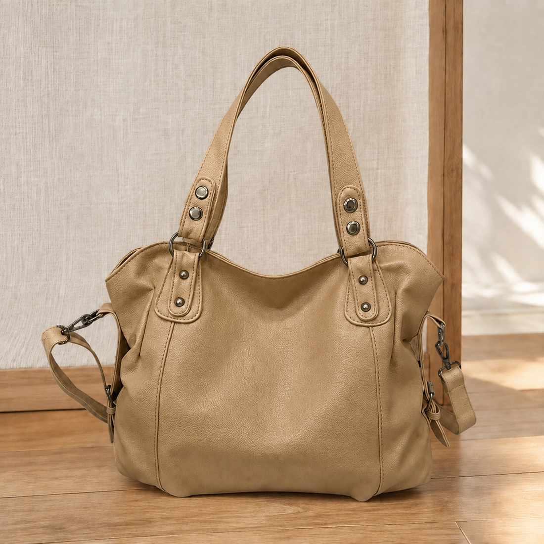 Altieri Studded Hobo Bag - Khaki