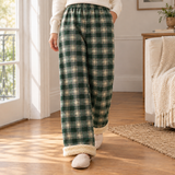 April-Rose Wide Leg Pants - Green Plaid