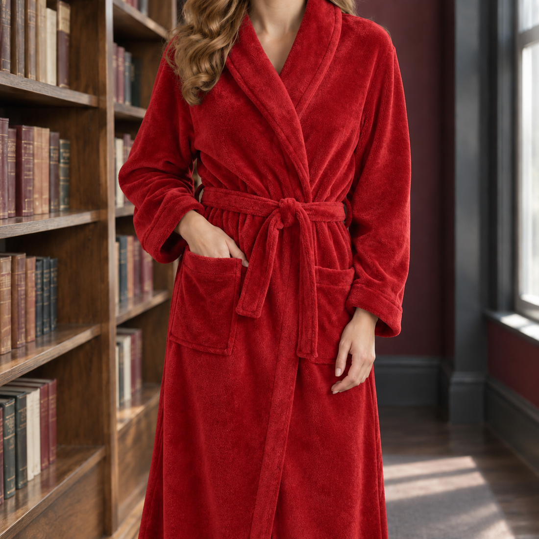 Priscilla-Grace Plush Robe - Red