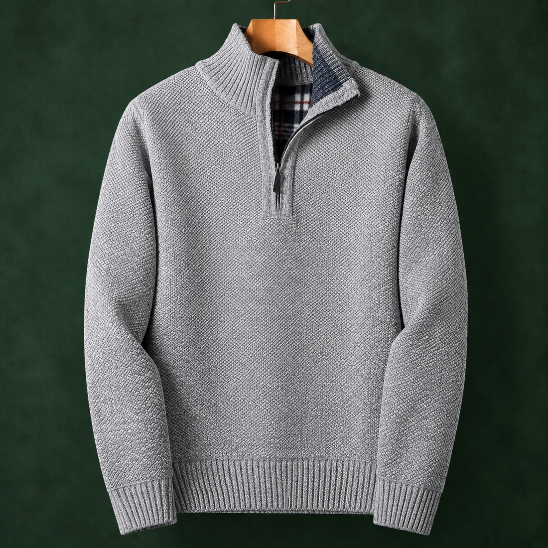 Tristan Quarter-Zip Sweater - Light Gray