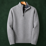 Tristan Quarter-Zip Sweater - Light Gray